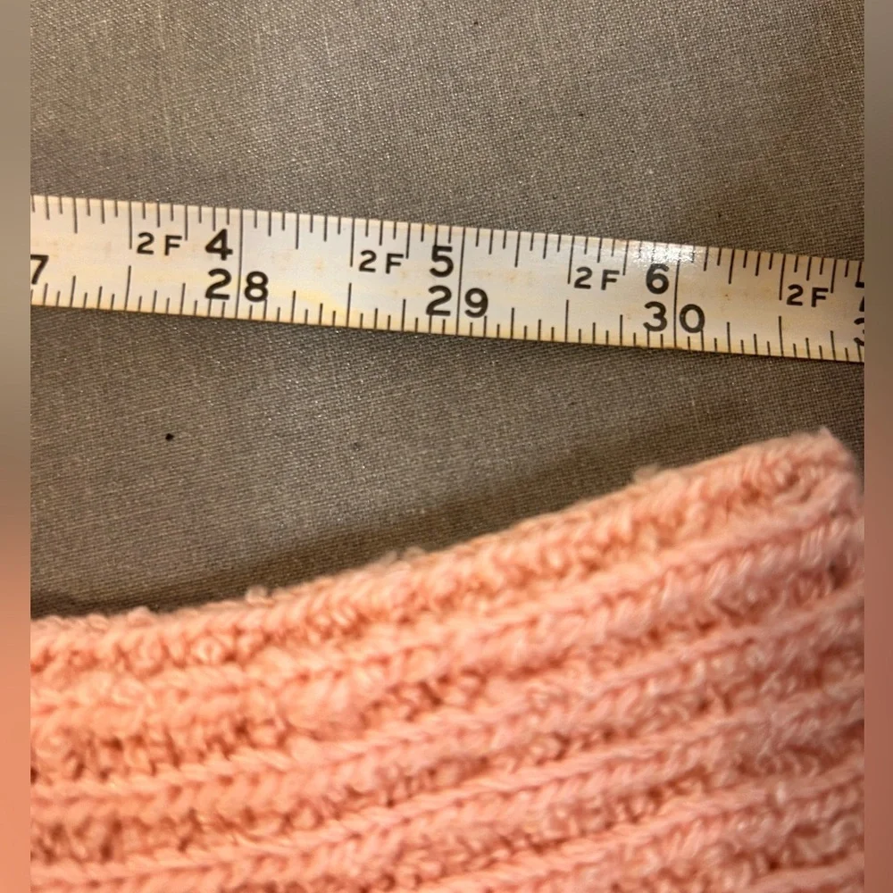 🌸”Karen Scott Vintage Baby Pink Nubby Knot Open Front Cardigan w/ Pockets Size L - Picture 15 of 17